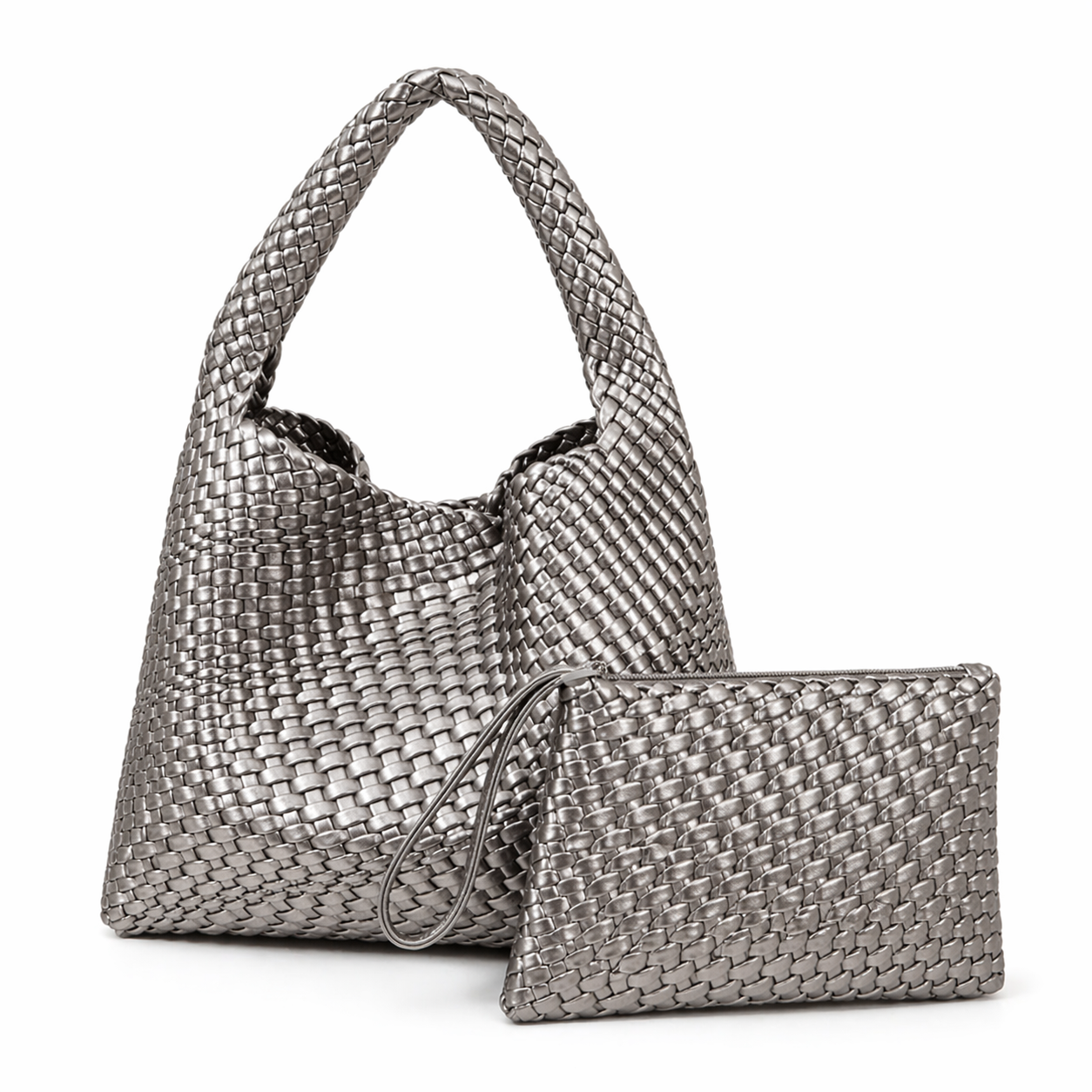 Handmade Woven Hobo Bag | PU Leather Shoulder Tote