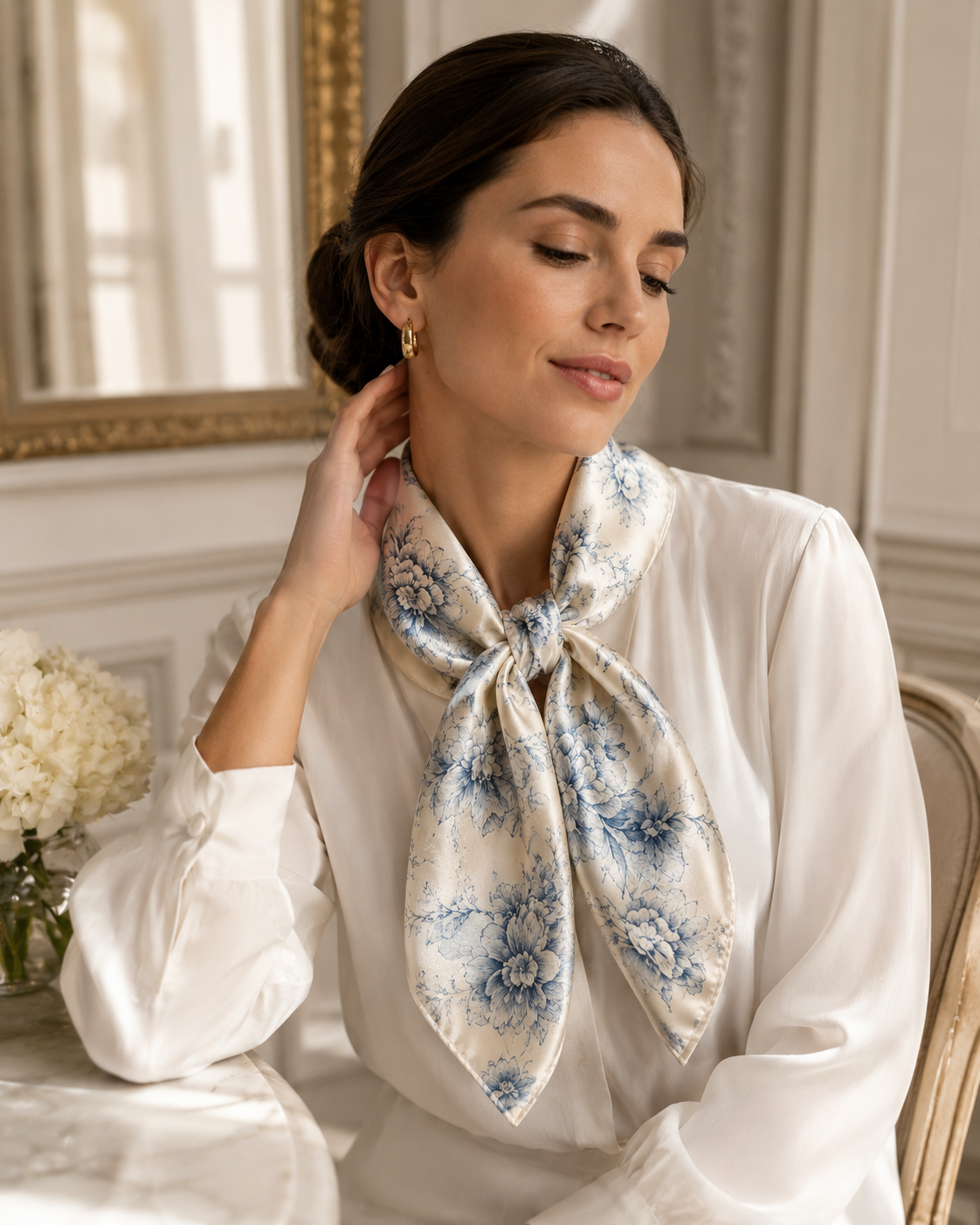 Maison LYORÉN Lumière satin carré knotted on handbag