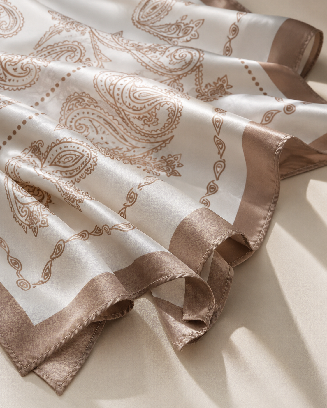 Maison LYORÉN Céleste floral square scarf worn as hair wrap