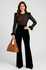 Midnight Lace Tailored Jumpsuit - Maison LYORÉN