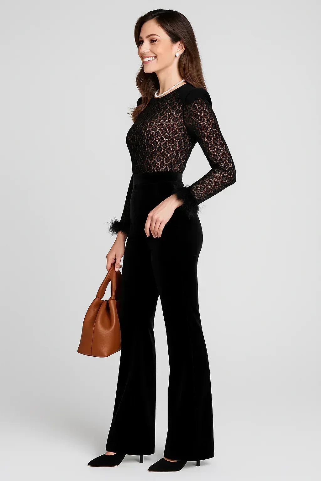 Midnight Lace Tailored Jumpsuit - Maison LYORÉN