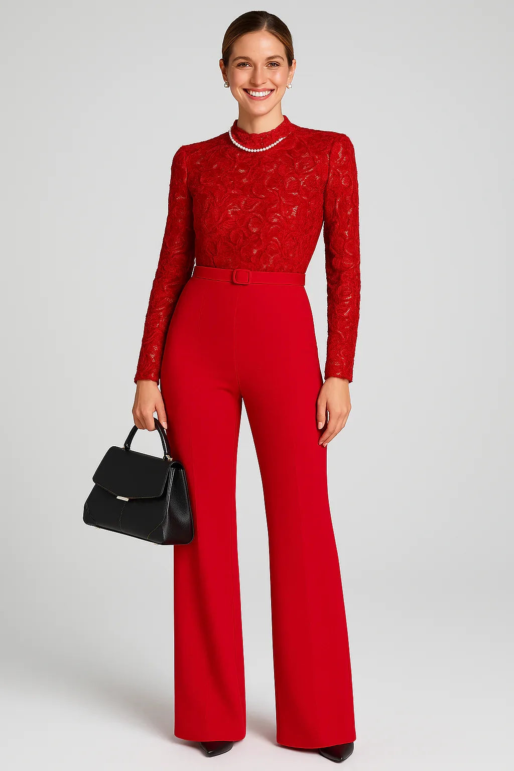 Scarlet Lace Power Jumpsuit - Maison LYORÉN