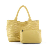 Handwoven PU Leather Shoulder Tote Bag with Inner Pouch