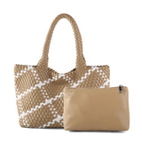 Handwoven PU Leather Shoulder Tote Bag with Inner Pouch