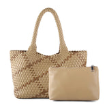 Handwoven PU Leather Shoulder Tote Bag with Inner Pouch