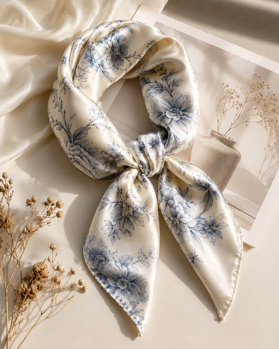 Lumière Solid Carré Scarf in Encre — Maison LYORÉN