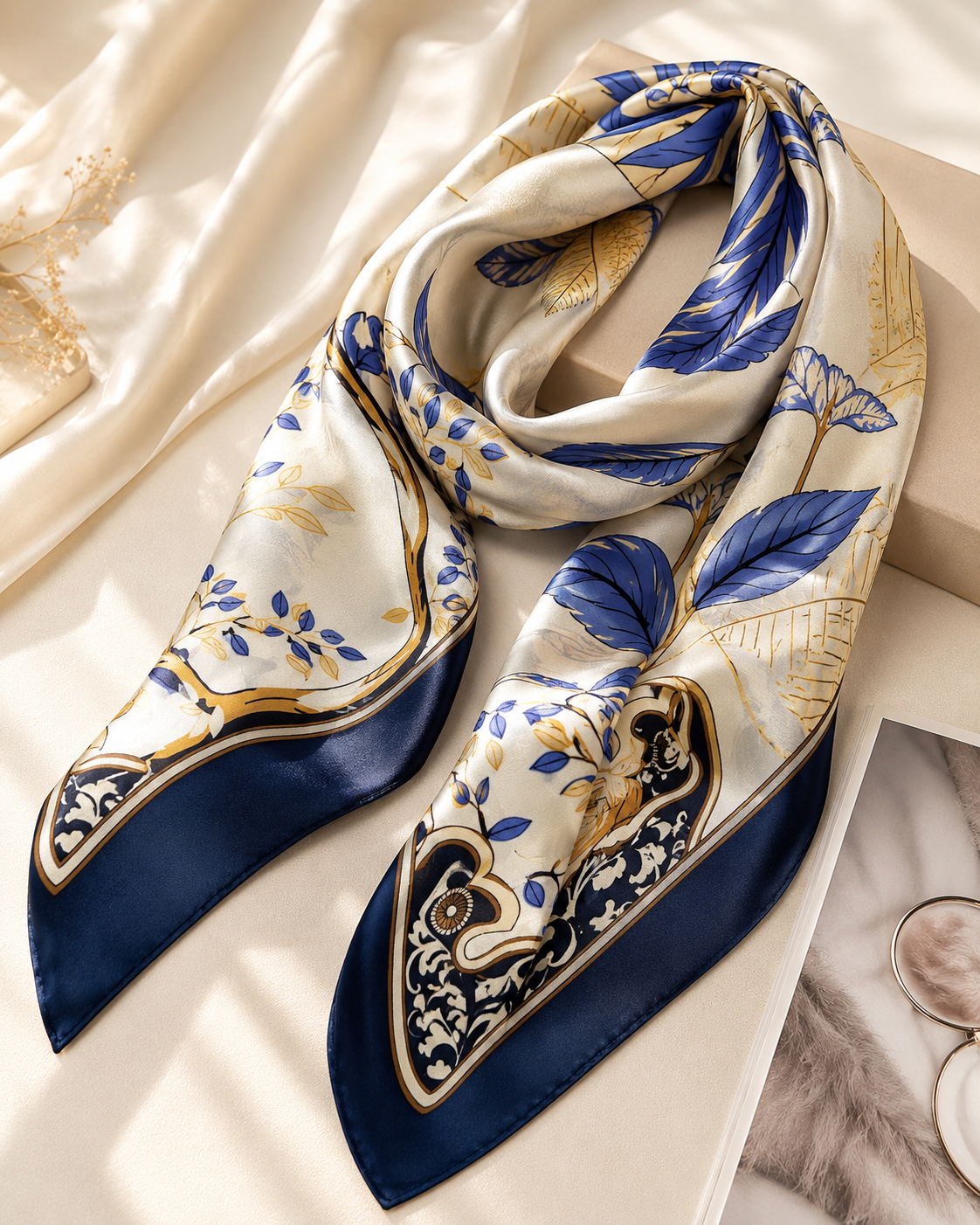 Maison LYORÉN Céleste scarf in Ivory Bloom